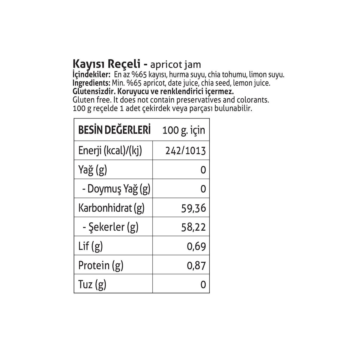 Pol’s Gurme Chia Tohumlu Şekersiz Kayısı Reçeli 380 Gr