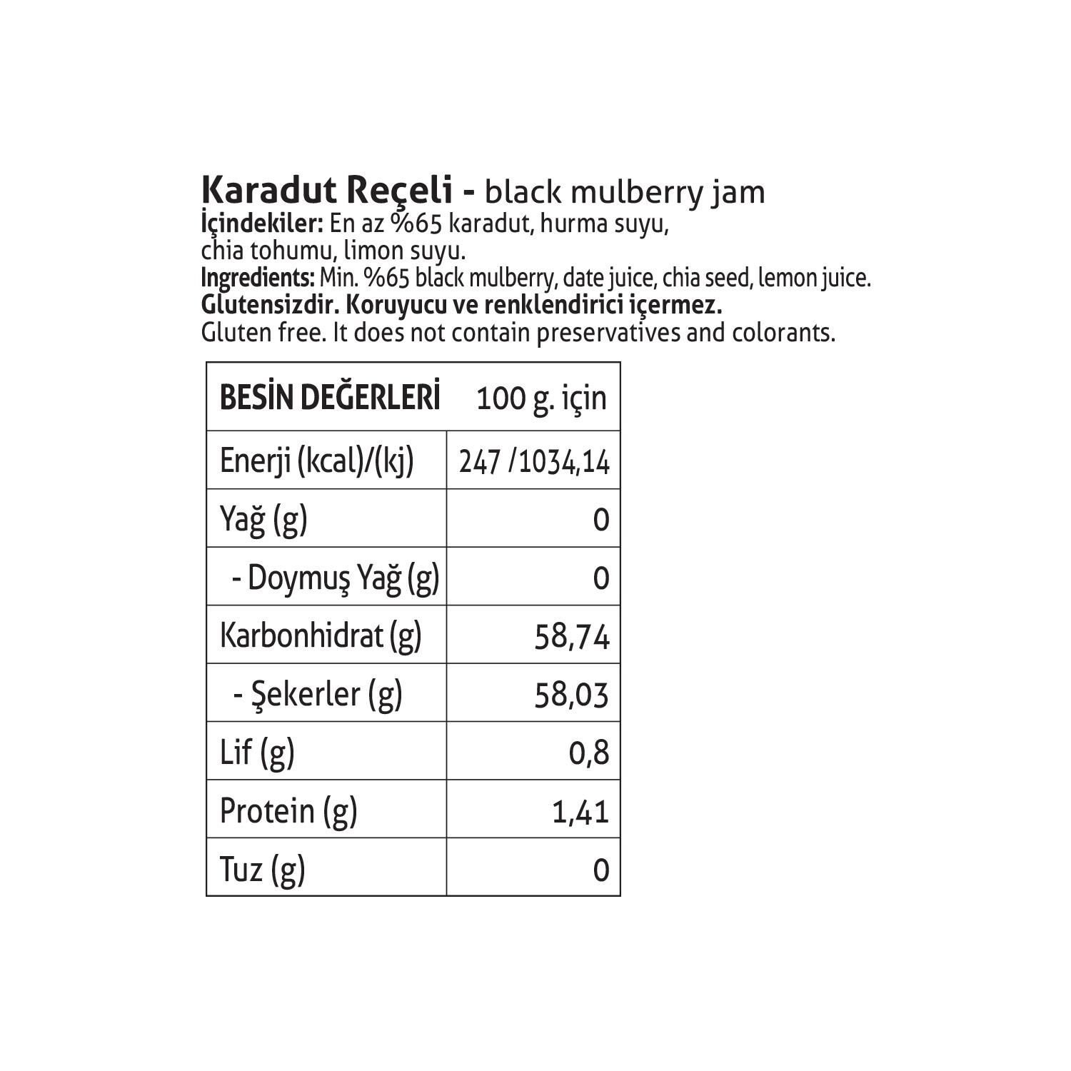 Pol’s Gurme Chia Tohumlu Şekersiz Karadut Reçeli 380 Gr