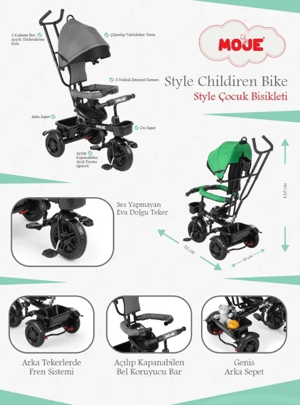 Moje Style 3 Tekerlekli Çocuk Bisikleti Sarı