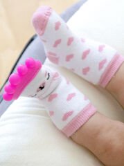BabyJem Silikon Diş Kaşıyıcılı Havlu Bebek Çorap Pembe