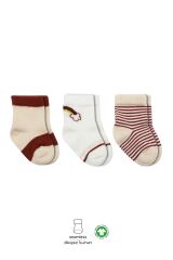 Bistyle 3'Lü Penye Rainbow Soket Çorap BS10113 Kiremit