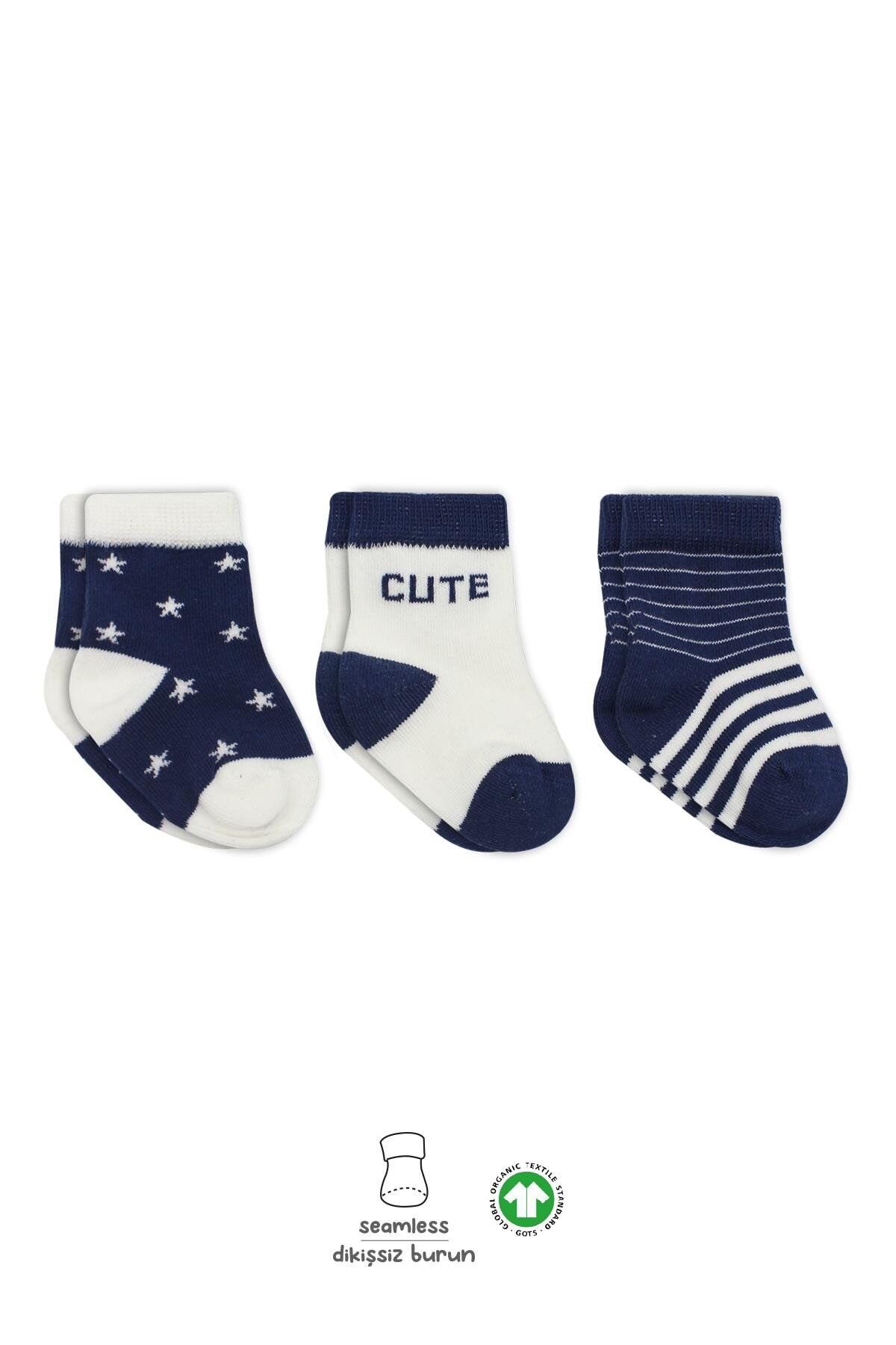 Bistyle 3'Lü Penye Cute Stars Soket Çorap BS10115 Lacivert