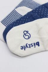 Bistyle Puanlı Kaymaz Penye Soket Çorap 3'Lü BS10108 İndigo