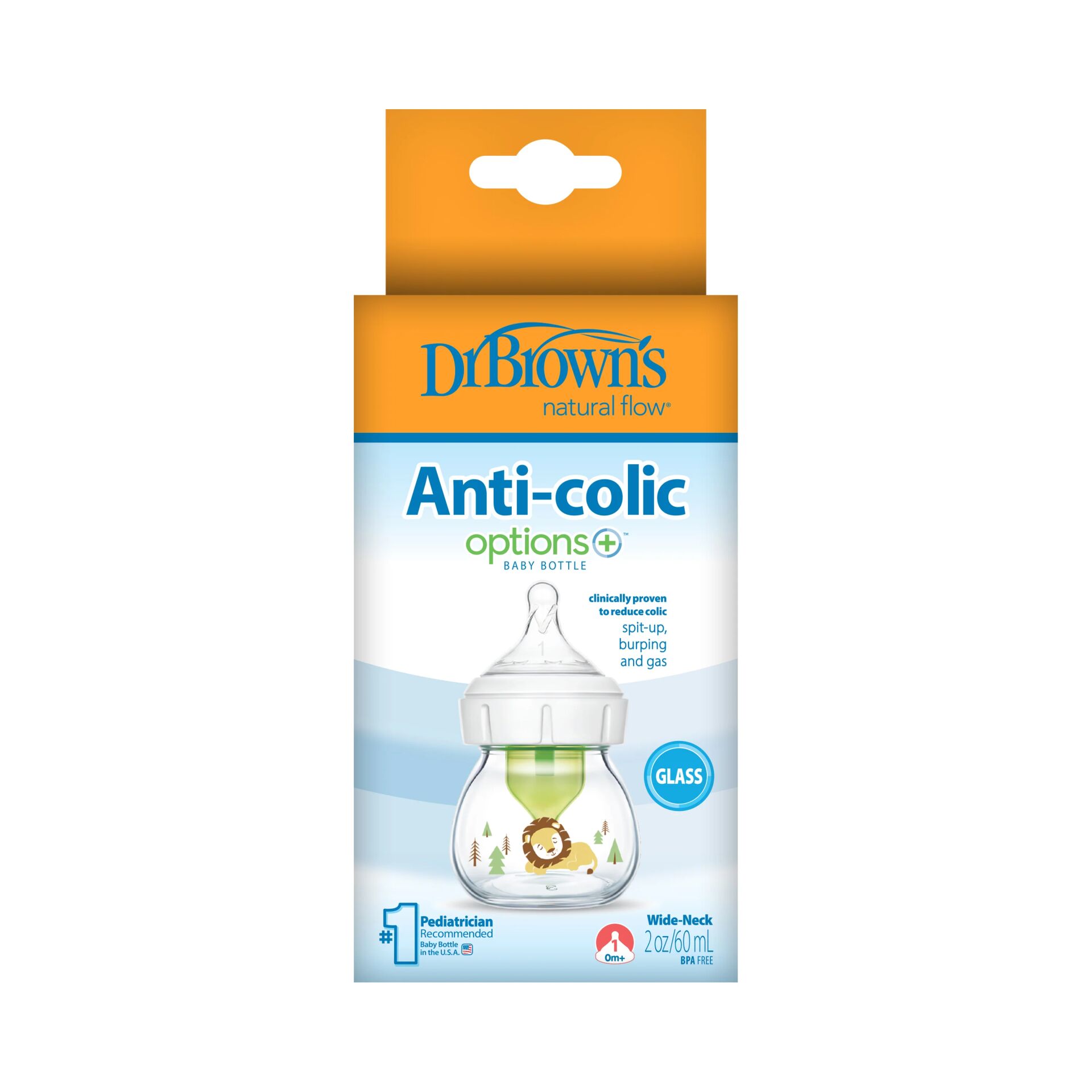 Dr.Brown's Geniş Ağız Anti Kolik Options+ Cam Biberon 60 ml