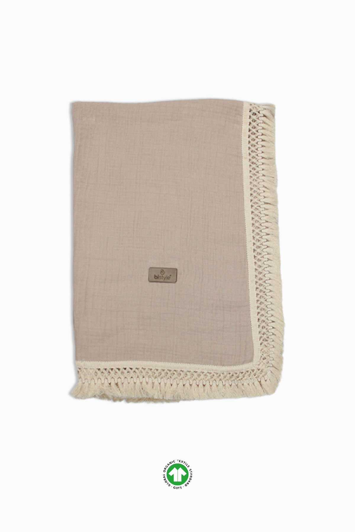 Bistyle Organik Müslin 80x90 Fistolu Battaniye 70112 Bej