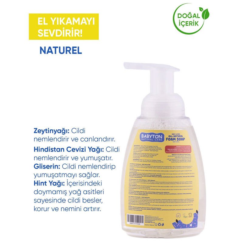 Babyton Çocuklar İçin Doğal Köpük Sabun Naturel