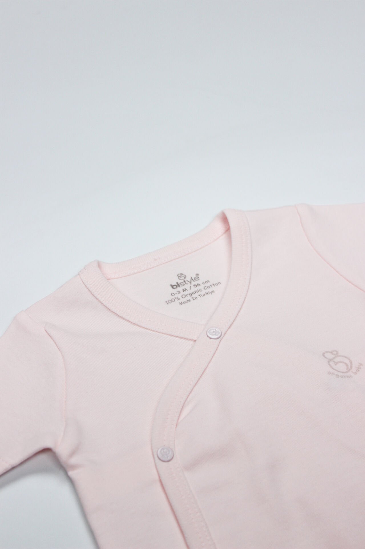 Bistyle Organik Natural Basic Style Kruvaze Yarım Kol Body BS17101 Pembe